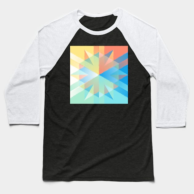 Geometric Swirl of  Colorful Triangles Baseball T-Shirt by Peaceful Space AS